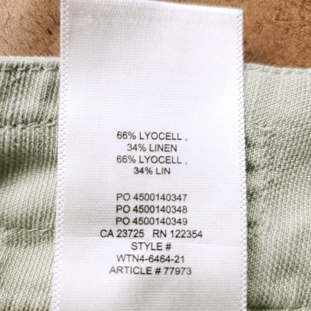 Aritzia Wilfred Allant Pleated Crop Pants Women 0 Mint Linen Blend Cuffed Boho - Picture 9 of 9